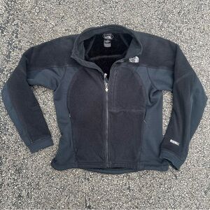 Vintage North Face Woman Medium Fleece Jacket 90s Denali Windwall Full Zip Black